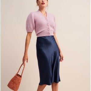 Rouje Dark Blue Silk Skirt